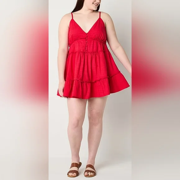 Arizona Junior's Summer Dress Sz XXL Tomato Puree Color - Picture 1 of 8